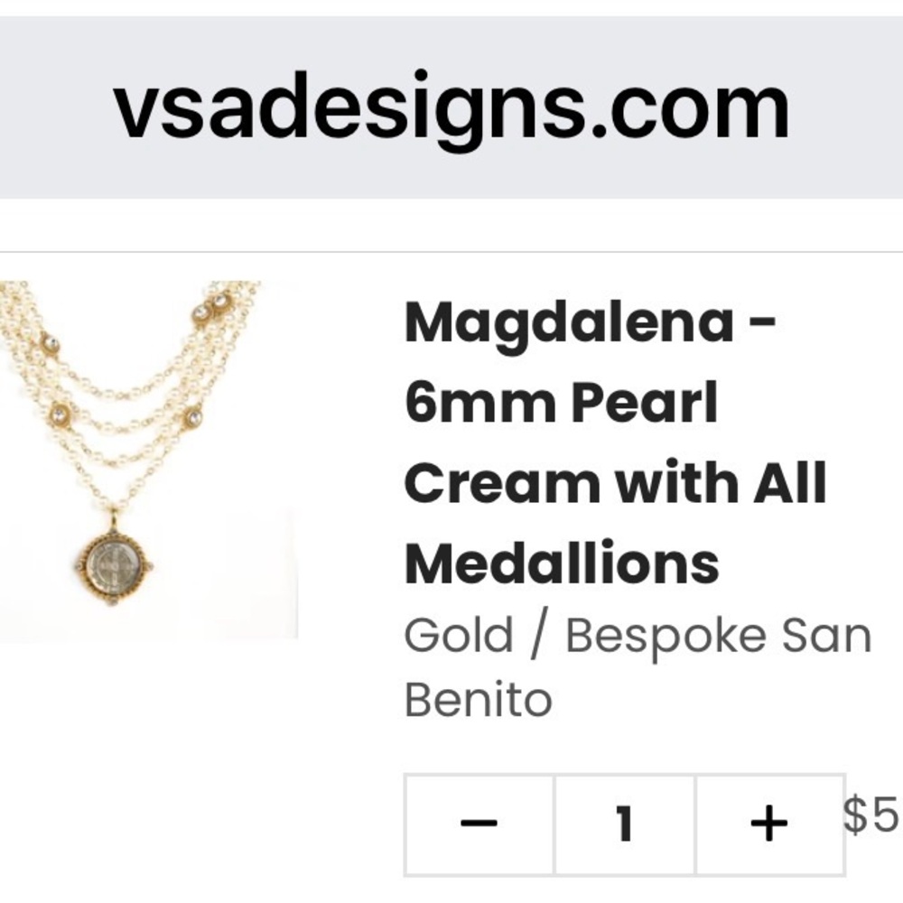 Virgins Saints & Angels 4-strand pearl ,gold chain necklace removable medallion - Picture 7 of 9